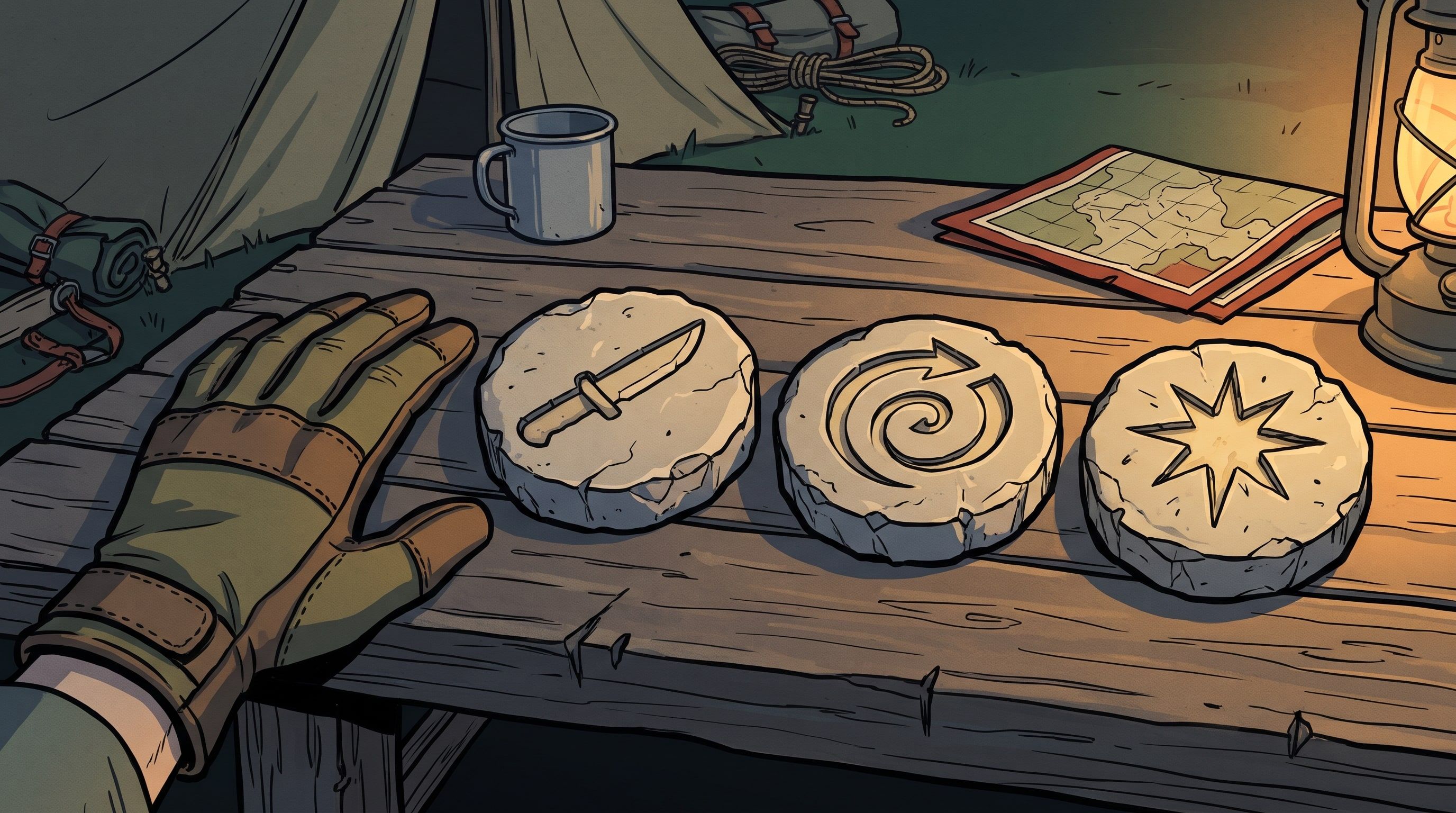 Illustration of the three-button Adventure Mode controls