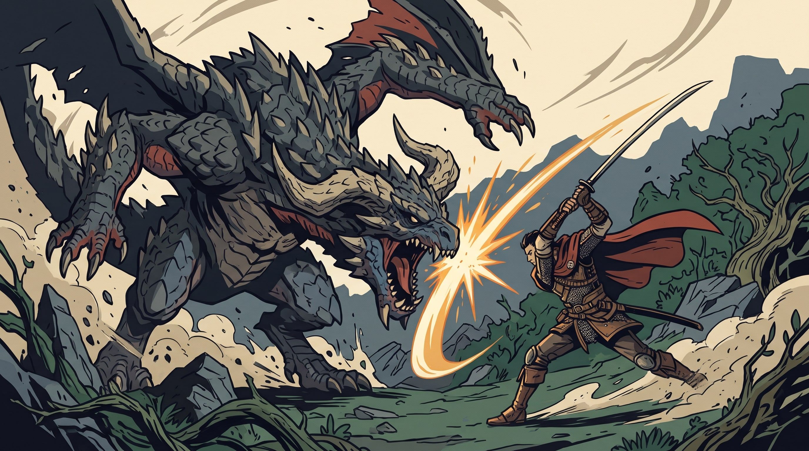 Illustration of a Long Sword counterattack