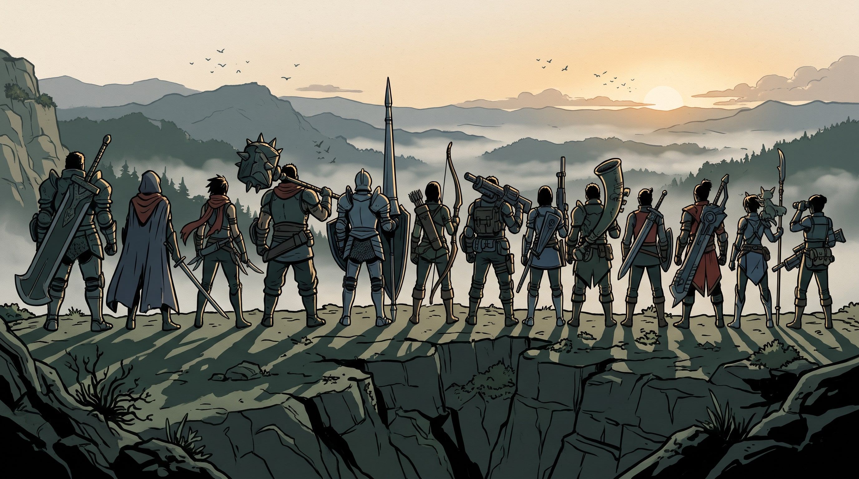 Illustration of the 13 launch Adventurers