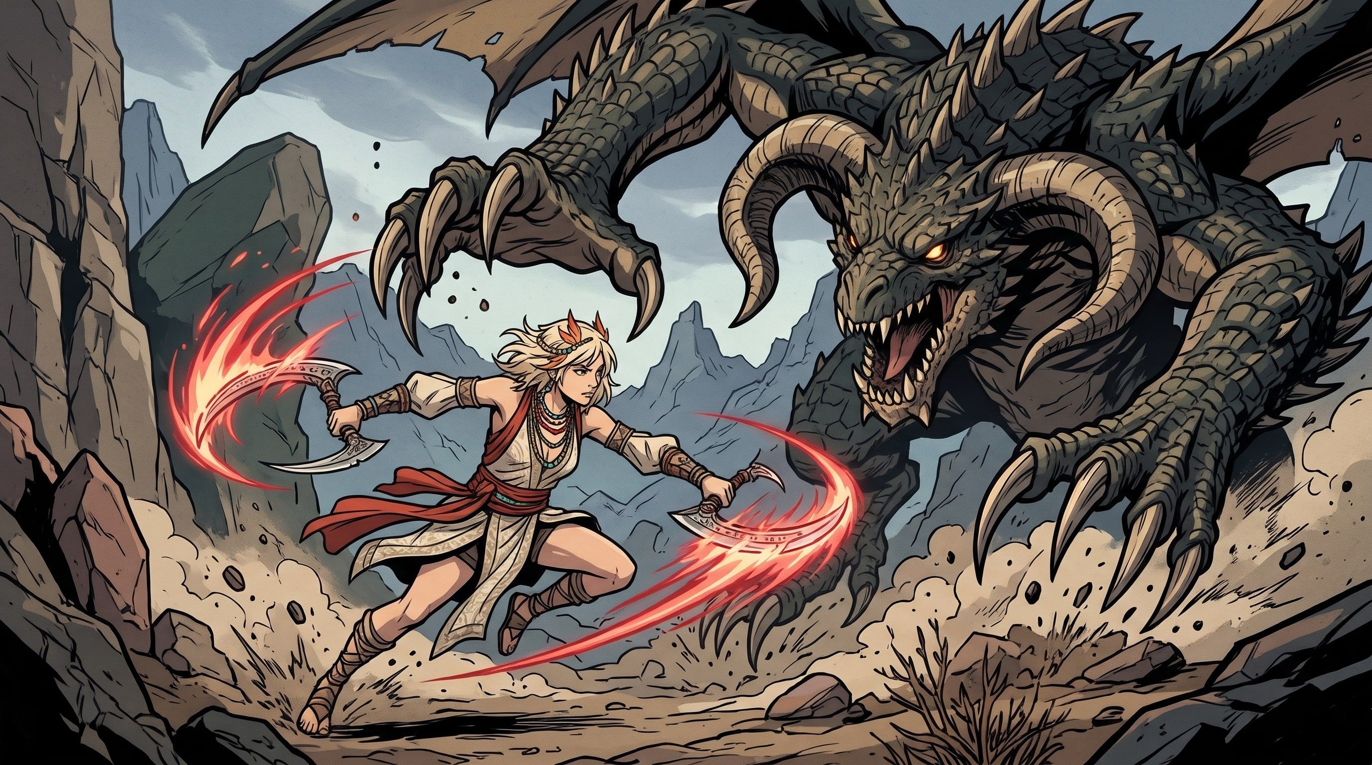 Illustration of Raya dodging while the Demon Gauge fills